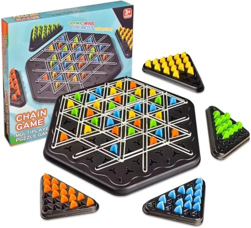 SUOXU Triangulär brädspel, territory Capture familjespel, kedja Triggle Chess Brain Teaser strategi pusselleksaker 2 till 4 spelare, 6 år gamla och äldre pojkar flickor julklappar