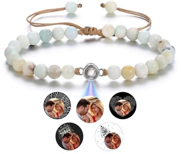Jovivi Personalisiertes Armband mit Foto Bild Projektion Armband 100 Sprachen Ich liebe dich Armband Fotoarmband für Herren Damen Freundschaftsarmbänder Personalisierte Geschenke