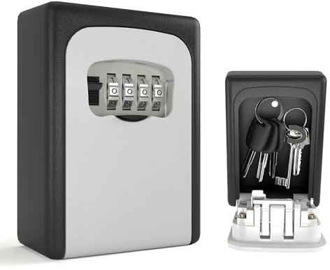 Caja de Seguridad para Llaves, Impermeable Cajetin Llaves con Codigo, Caja de Cerradura Pared, para Home Office Garage School, Exterior