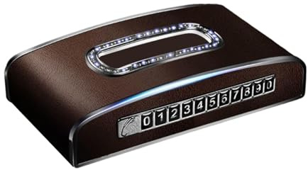 RYGVPR Car Clock Tissue Box Napkin Holder Luxury PU Leather Organizer Car Parking Card Number Pumping Box for Car Office Home