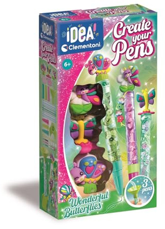 Clementoni Stylos Personnaliser Papillons Merveilleux - Kit Créatif 3 Stylos - 6 Ans+