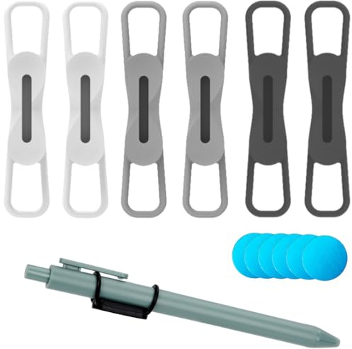 COYUN 6 Stück Stifthalter Magnetisch, Tragbarer Stifthalter Silikon Magnet Bleistifthalter Clip Magnetic Pen Holder Magnetischer Stiftehalter Büro Zubehör für Metalloberflächen(Schwarz, Weiß, Grau)