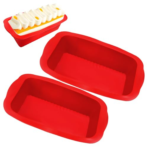 HVIHWI 2 Piezas Molde de Pan de Silicona Rectangular, Moldes Reposteria Siliconas Molde Reposteria Silicona Molde para Hornear Tostadas para Horno, Freidora de Aire (19,5×9,5×5,5 cm)