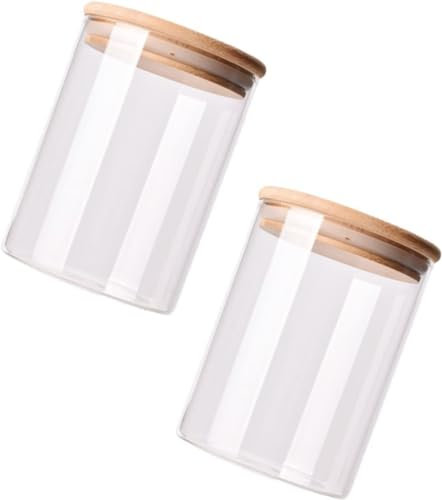 Lot de 2 bocaux hermétiques en verre avec couvercle for aliments en vrac, récipients hermétiques for café, bocaux de stockage des aliments, boîtes à thé, bocaux à thé en verre, récipients en verre for