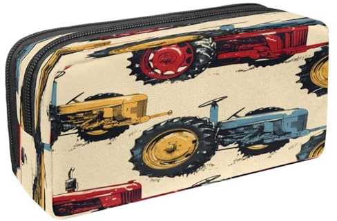 VAPOKF Federmäppchen für Schüler, Schreibwaren-Tasche mit Reißverschluss, für Jungen und Mädchen, Schul- und Bürobedarf, bunte Traktoren, multi, 2.3x8.2x3.9in/6x21x10cm, Federmäppchen