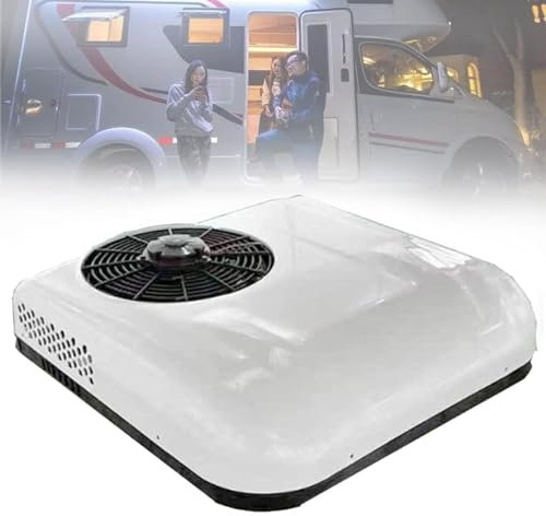 Aire acondicionado para techo de cabina de caravana y camión con control remoto, ideal para varios vehículos, incluyendo furgonetas, semirremolques y equipos agrícolas
