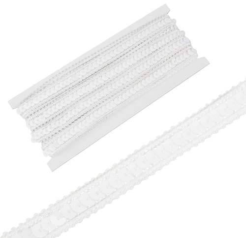 sourcing map Paillettenband, 1,3 cm x 4,5 m, flaches Glitzerband für Bastelarbeiten, Verzierungen, Kostüme, Hüte, Kleider, Schuhe, Stirnband, Nähen, Weiß