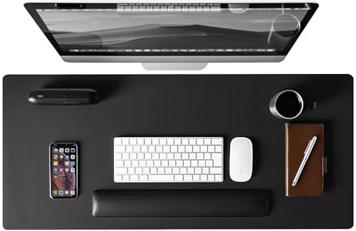 Abalter Schreibtischunterlage 80x40cm, PU-Leder Tischunterlage wasserdicht & rutschfest, XXL Mousepad Schreibunterlage, Schreibtischmatte für Büro & Home Office (Schwarz)