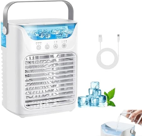 TundraFreeze Portable Ac Unit, TundraFreeze Air Conditioner, 4 in 1 Mobiles Klimagerät mit Kühlen Nebel, Leise Mobile Klimaanlage mit 3 Stufen & 7 Farben Nachtlicht, Tragbarer Mini Klimaanlage