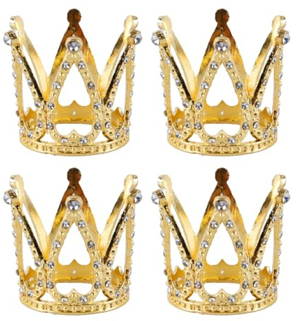 Orivin 4 st Mini Crown Tårtdekorationer, Vacker Kristallkrona Cupcake Topper Födelsedag Bröllopsfest Blomma Kristall Ornament
