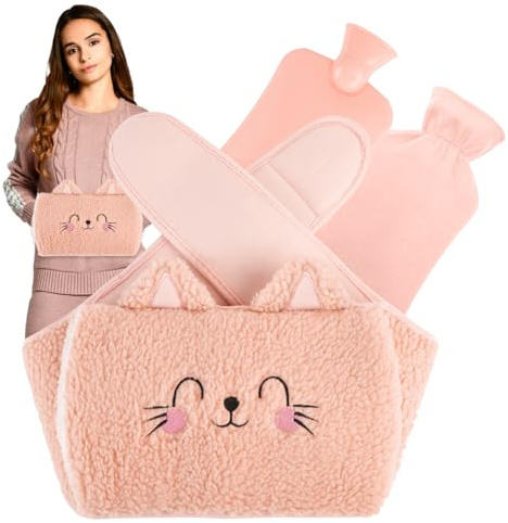 Wärmflasche Wärmflaschengürtel, Extra Langer 3in1 Wärmflasche gürtel mit weichem Plüsch Gürtelbezug, 1L Wärmeflaschen für Schulter, Nacken, Rücken, Beine, Taille, Bauchwärmer
