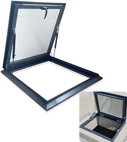 Juyphexlon Skylight Roof Window Rooftop Attic Hatch Lid 20X20 22x24 24x33 26x37 28x39 35x30in Sunroom Windows Flush Mount Roof Access Hatch Egress Roof Window for Sun Room Garage(LxW37x26in)