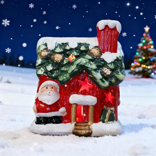 GAROMIA Weihnachtsdorf mit Beleuchtung Mini Weihnachtslaterne Lichthaus Gästehaus Weihnachtshaus Weihnachten Kleine Haus Deko Weihnachtsdeko Innen Mini Weihnachtsstadt Außen Garten