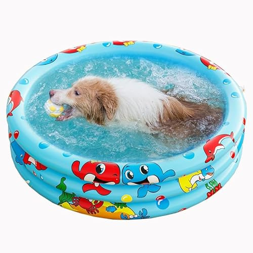 Dsejynxx dog paddling pool large Dog Pool,Paddling Pool for Pets,Foldable Sprinkle and Splash Water Play Mat,for Puppy Small dogs Cats and Kids(Color:a,Size:90cm)