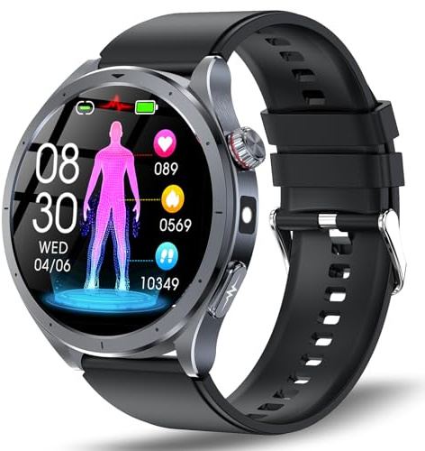 YUPENG Montre Connectée, 1,53 Ronde Smartwatch avec Fonction Téléphone/LED Lampe, 24HSommeil Monitor/Fréquence Cardiaque, Montre Sport pour Android/iOS