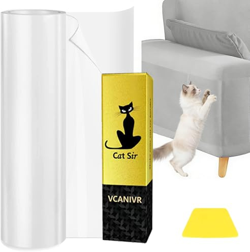 Kratzfolie Katzen Selbstklebend 40cm x 3m Katzen Kratzschutz Sofa Transparent Kratzschutzfolie Couch Kratzmatte Katze Kratzschutzfolie Kratzfesten Schutzfolie für Sofa Couch Wand (40cm X 300cm)