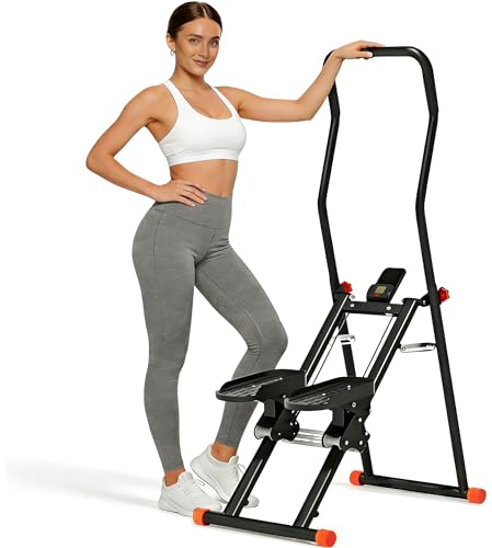 2026 Stair Stepper Home Fitness - Scaletta pieghevole con 3 livelli di resistenza, portata 110 kg e manubrio regolabile, allenamento completo Vertical Climber con display LCD per casa/ufficio