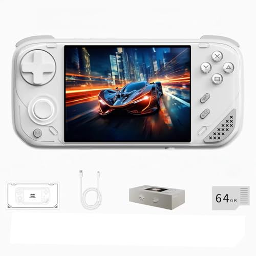 MINILOONG Retro Handheld Game Console,4.0 Inch 960x720 IPS Screen LCD Loong OS System Portable Hand 4000mAh Battery Video Games Consoles with DDR4 1GB+eMMC8G+64G TF Card Retro Gaming Console (White)﻿