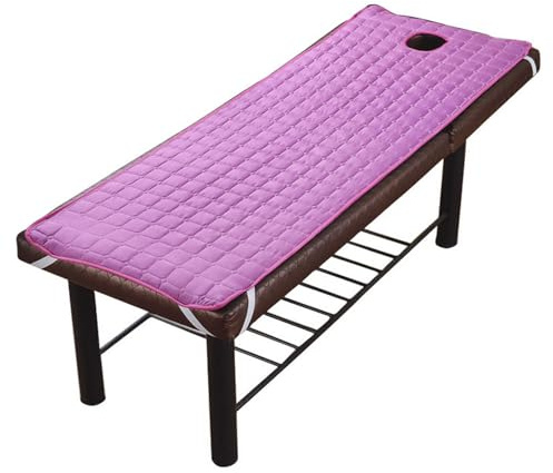 Materasso Massaggiante Coprimaterasso antiscivolo for lettino da massaggio SPA, lenzuolo con foro for il viso, for salone di bellezza(Purple,Size M)