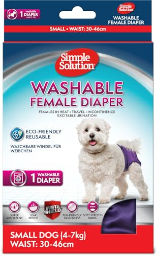 Simple Solution Washable Reusable Female Dog Diapers, Absorbent with Leakproof Fit, Excitable Urination or Incontinence - 1 x Small Dog Nappy