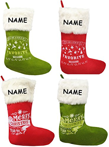 alles-meine.de GmbH 1 Stück XL Filzstrumpf & Weihnachtssocke - Merry Christmas - Farbmix - incl. Name - 48 cm - Weihnachtsstrumpf/Nikolausstrumpf - Nikolausstiefel - groß..