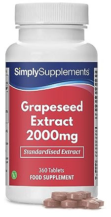 Grapeseed Extract 2000mg | High-Strength Standardised Formula with Vitamin C | Supports Cellular Protection & Collagen Formation | Vegan-Friendly | 360 Tablets = 3 Months’ Supply | UK-Made