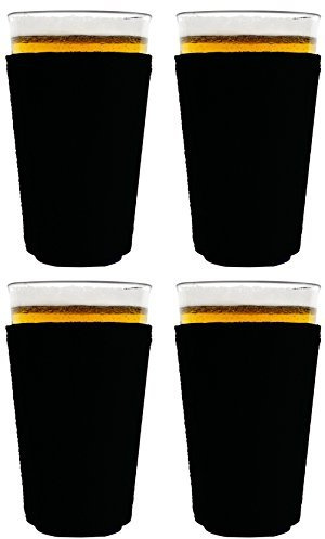Coolie Junction Blank Neoprene Collapsible Pint Glass Coolie (4, Black)