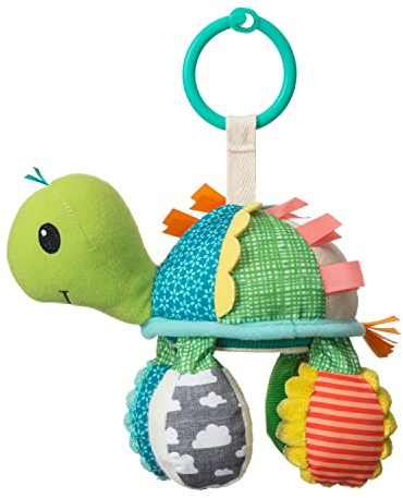 Infantino Go Gaga Turtle Mirror Pal, einfach am Autositz oder Kinderwagen zu befestigen, sensorisches Spielzeug für Neugeborene und Babys, Spiegel-Spielzeug, Motorikspielzeug
