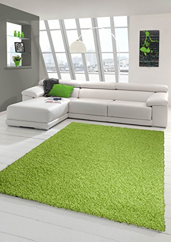 Traum Alfombra lanuda Moqueta Shaggy Suave Salón Sala de Estar Pelo Alto & Largo Verde Unicolor 160 x 230 cm