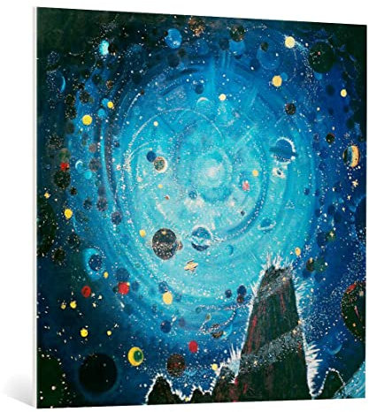 kunst für alle Leinwandbild: Wenzel Hablik Sternenhimmel Versuch - hochwertiger Druck, Leinwand auf Keilrahmen, Bild fertig zum Aufhängen, 100x100 cm