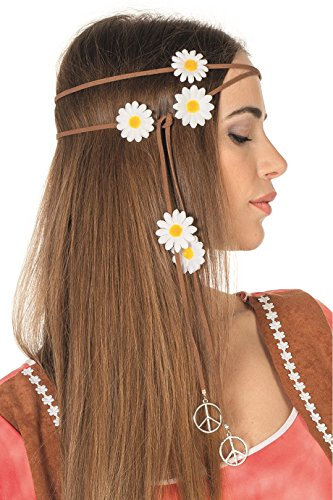 Jannes 33001 Blumen-Haarband Hippie mit Peace-Zeichen Einheitsgröße Braun
