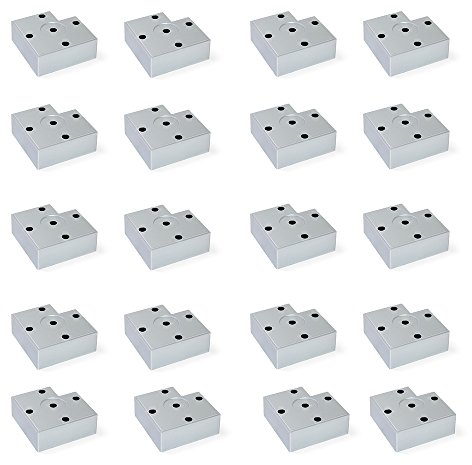 Emuca 2039125 Set aus 20 Füßen für Möbel/Schrank/Bett aus Aluminiumfarbenem Kunststoff, 30 mm