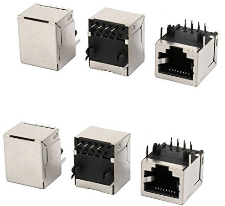 Aexit Modules Jack 8P8C Connecteurs Internet réseau à montage sur CI Silver Tone 6 PCS FQ902508O301306M