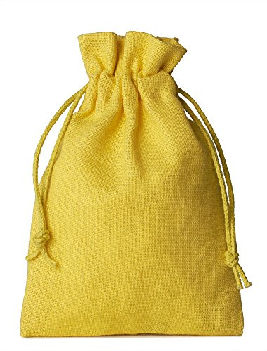| 5 Baumwollsäckchen, Stoffbeutel, 30x20 cm mit Baumwollkordel, Geschenksäckchen, Ostern, Geburtstag.Nikolaussäckchen, Weihnachtsverpackung (Gelb)