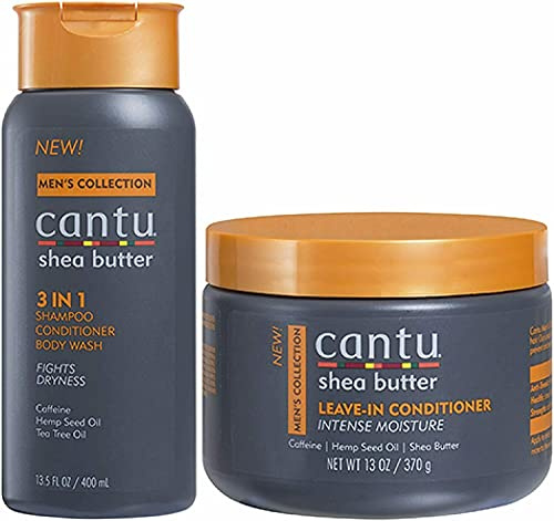 Cantu Männer 3-in-1 Shampoo Conditioner Bodywash 13,5 Unzen mit Leave in Conditioner 13 Unzen