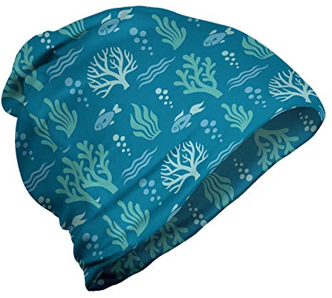 ABAKUHAUS blau Wasser Unisex Beanie, Algen Bubbles Waves, Wandern im Freien, Sea Blue und Kadett-Blau
