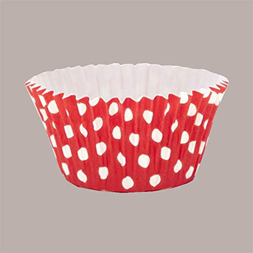 Lucgel Pirottini Rotondi per Muffin/Cupcake Carta Forno Rossi Pois Bianchi, 135 pezzi