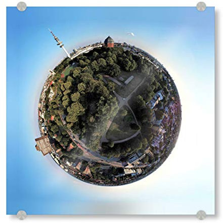 artboxONE Acrylglasbild 20x20 cm Städte Mövenpick-Hotel - Schanzenpark HH - Bild Hamburg City fernsehturm