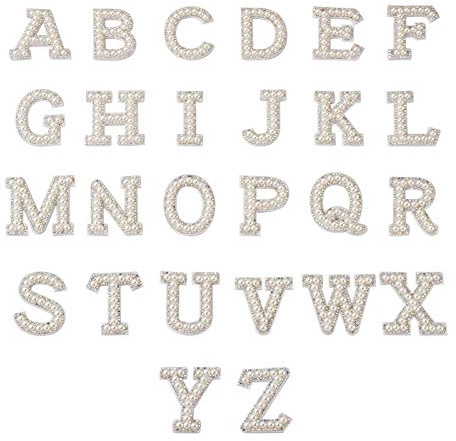 Beadthoven Strass-Aufnäher, A-Z Buchstaben, 3D Besticktes Abzeichen, Dekoration, Reparaturflicken für Hüte, Hemden, Schuhe, Jeans, Taschen, 26 Stück