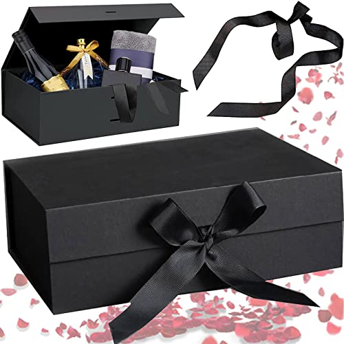 Faltbare Magnetische Geschenkbox, Geschenkbox mit Schleife, Magnetische Geschenkbox mit Band, Geeignet für Weihnachten Geburtstag Hochzeit Valentinstag Jahrestag Geschenkverpackung Dekoration