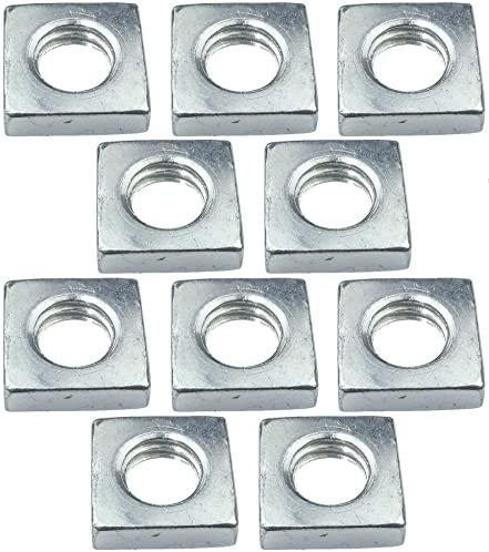 AERZETIX C49559 Juego 10 Tuercas Cuadradas M8 Planas Perfil Bajo | 13.0x4.0mm, Rosca métrica hembra, Acero al carbono