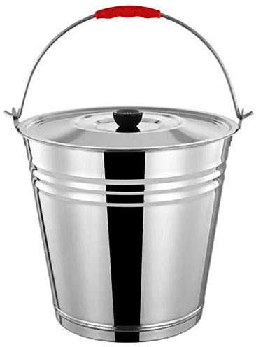 Seau à cendres ignifuge avec couvercle : acier inoxydable - Seau à charbon en métal - Pour cheminée, foyers, poêles à bois, barbecue, extérieur, porte-cendres, granulés de bois, récipient de stockage