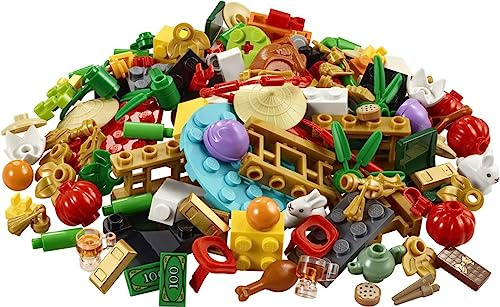 LEGO 40605 - Sacco di plastica cinese per capodanno lunare VIP, confezione da aggiungere in confezione con mattoni divertenti e pezzi casuali, tra cui bacchette di conigli