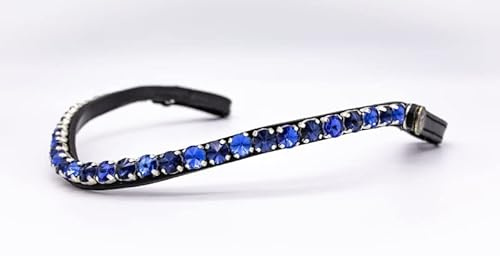 BRIDLERY Stirnriemen Iced Blue geschwungen Blaue große Steine Glitzer leicht wechselbar