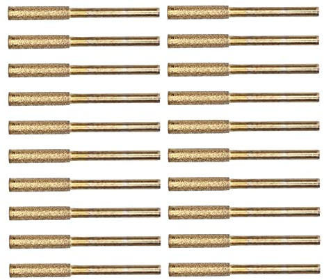 20 Pièces Affuteuse de Chaine Tronconneuse, Affûteur de Tronçonneuse Bavure Pierre à Aiguiser Limes d'affûtage Émeri Lime à Chaîne pour Affûtage Chaîne Eronçonneuse et Poncer Or 4mm