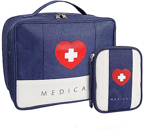 Romon 2 Pièces Trousse de Secours Vide, Étanche Sac de Médecine Portable, Trousse de Médecine Sac d'urgence de Grande Capacité, Sac de Rangement de Médicaments pour Maison, Bureau, Voyages