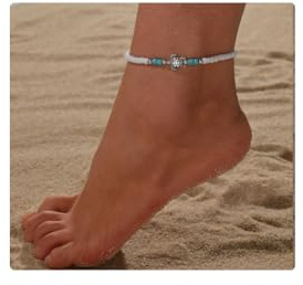 Cubahop Beach Perle Knöchel Das Teufelsauge Knöchel Armbänder Sommer Türkis Schildkröte Fuß Zubehör Schmuck für Frauen und Mädchen (Schildkröte)