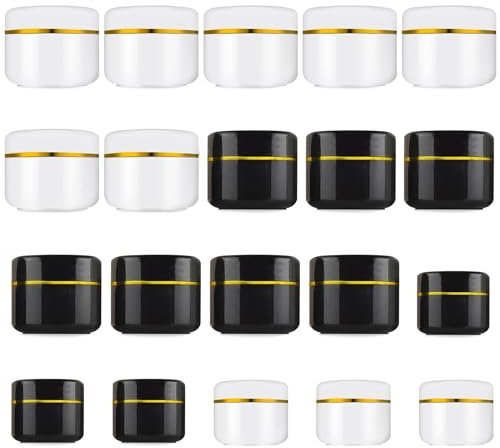 Pumuky Lot de 20 pots noirs vides - Pour crème et gel - À remplir - Convient pour cosmétiques et soins de la peau - 30/50 mm