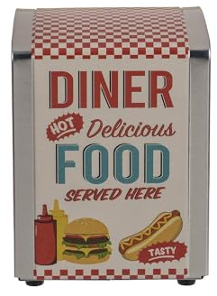 Dispenser di Tovagliolini con Design Retrò per Bar - Distributore Tovaglioli con Design Diner per Cucina, in Metallo, 11x9.7x14.5cm, Multicolor