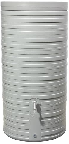 GARANTIA Nordic Regentonne 300 Liter steingrau inkl. Deckel - Regentonne, Wassertank, Regenfass, Tonne mit Deckel, Regenwassertonne, Wasserbehälter, Fass, Regenwassertank, Wasserfass